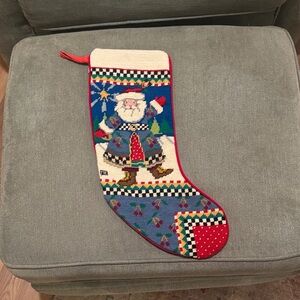 Festive Santa Christmas needlepoint Stocking